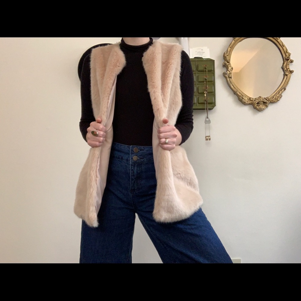 Cream faux fur vest